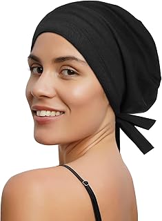 Satin Bonnet Silk Bonnet Sleep Cap Satin Lined Slouchy Beanie Night Sleeping Hat - Stretchy Tie Band for Curly Natural Hair