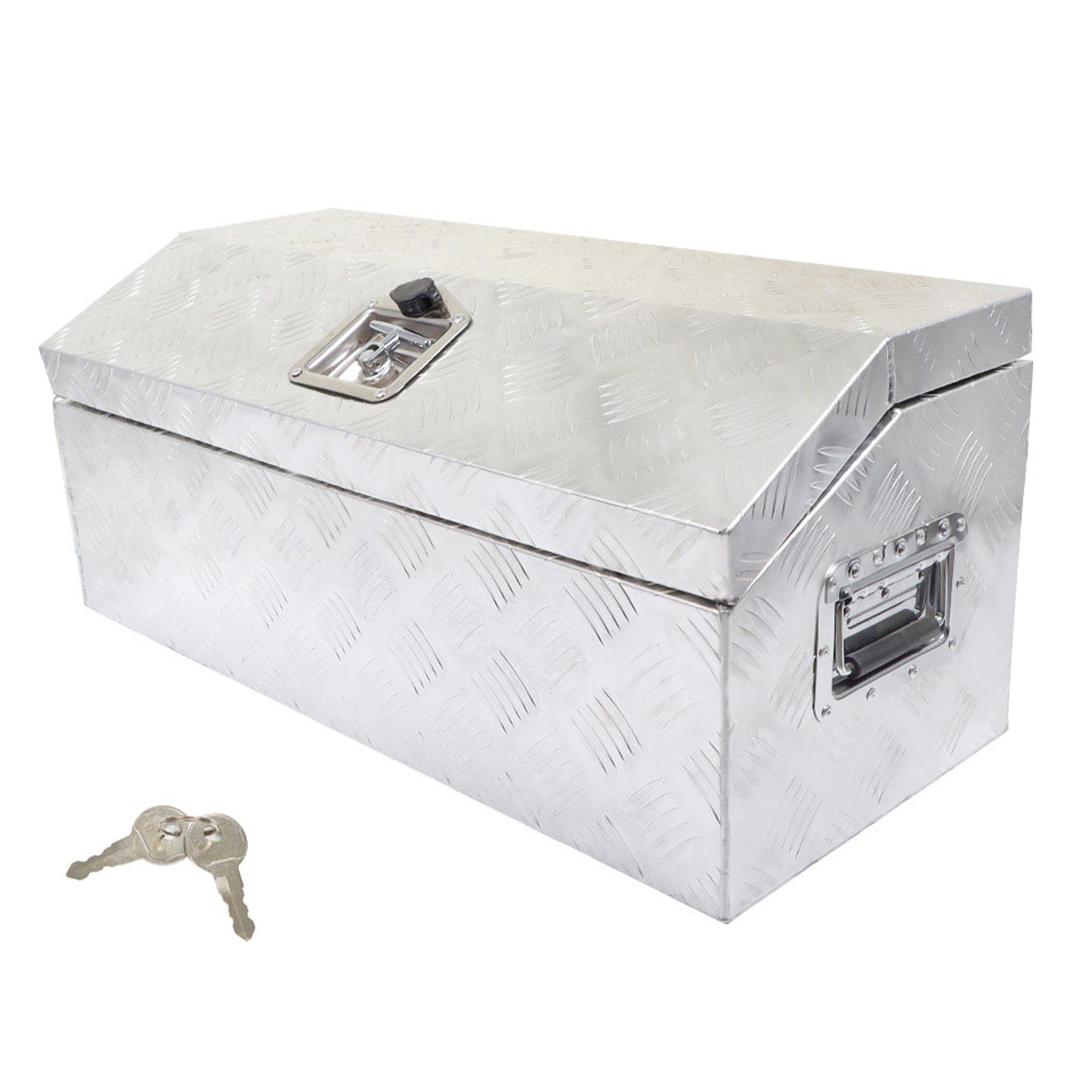 30 Aluminum Trailer Tool Box Chest box Pickup Truck Bed Storage Toolboxes Organizer Side Handle, Lock w/ 2 Keys, Silver