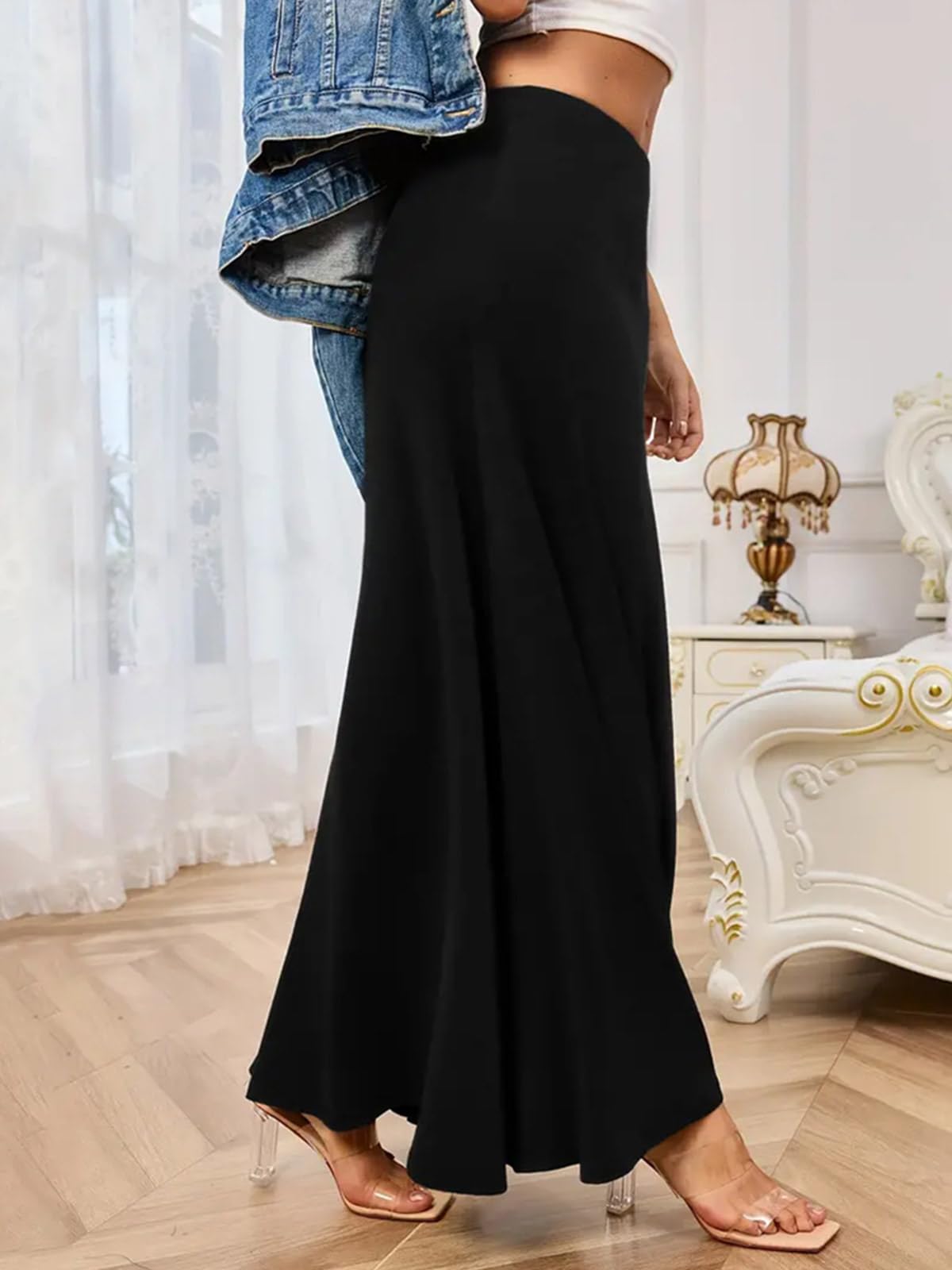 Adigaber Femmes Bohème Jupes élastique Maxi Jupes Taille Haute Longues Tube Yoga Jupe
