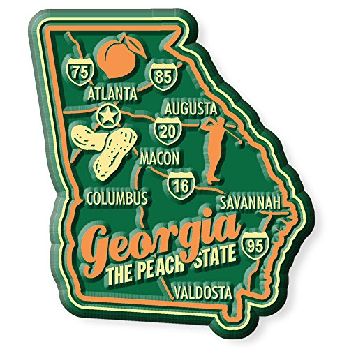 Image of Georgia Premium State Magnet by Classic Magnets, 2.2" x 2.5", Collectible 3D Rubber Vintage-Style Souvenirs and Gifts Made in The USA
