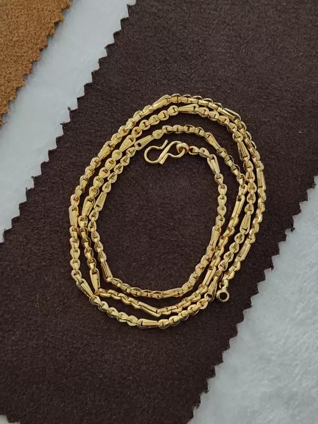 One gram Stylish Golden Neck woman and men Chain “24” Inches Gold-plated Chain_D105-picture-23