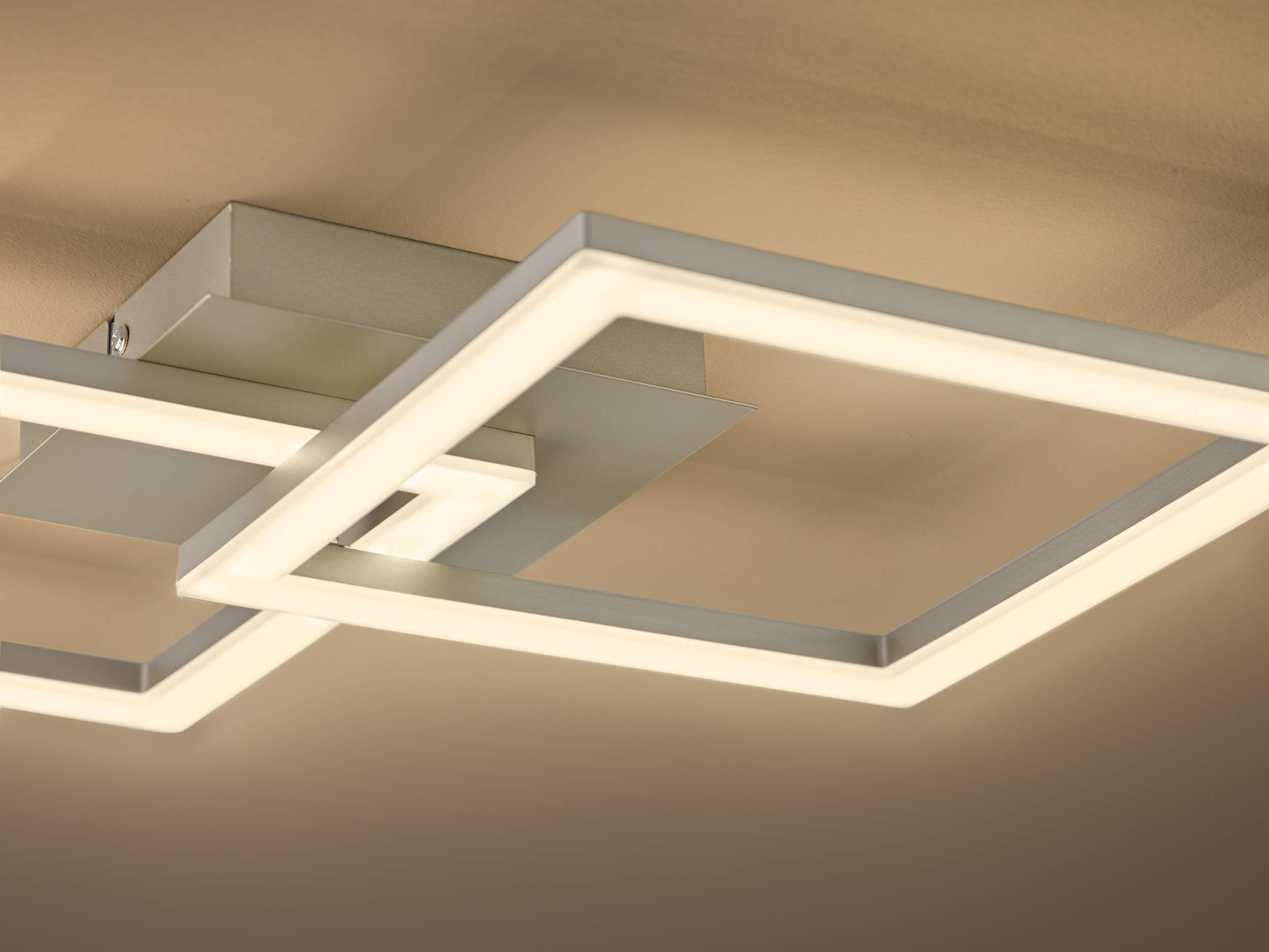Eglo Palmaves 2 Lámpara led de techo, lámpara de salón con 2 focos, lámpara de cocina de metal plateado, plástico en blanco, lámpara led de dormitorio blanco cálido, 52,5