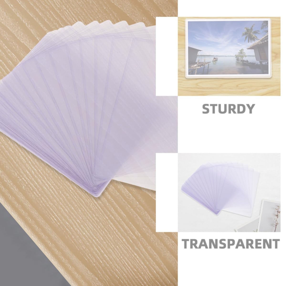 Healvian 50 Pezzi Proteggi Carte in Plastica, Card Sleeves e Card Holders Rigidi Trasparenti, Ultrafini e Impermeabili, per Foto, Carte, Cartoline e Postcard, Rettangolari