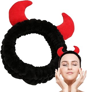 かわいいスパヘッドバンド、ホーンヘッドバンド - スパ フェイシャル ヘッドバンドかわいいホーンの化粧品ヘッドバンド | シャワーソフトヘッドラップ、タオルヘアバンド、クリエイティブな洗顔アクセサリー、女性、女の子用