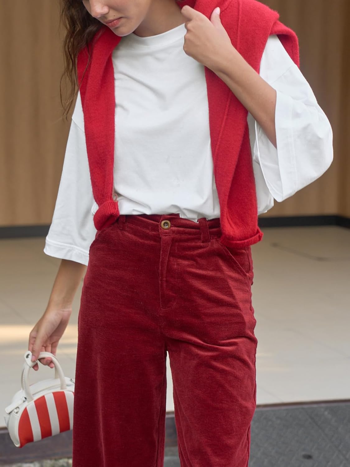 Tankaneo Womens Oversized 3/4 Bell Sleeve TShirts Casual Crewneck Fall Trendy Tunic Tops Loose Fit Basic Tees - Image 2