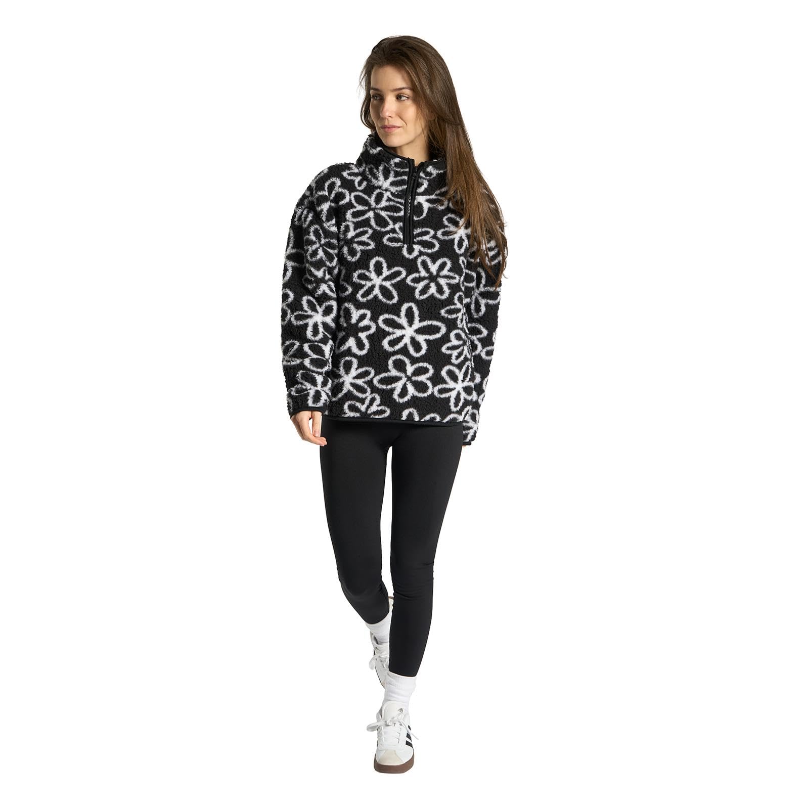 OHS Women's Fleece Half Zip Sweatshirt - Black - L/XL