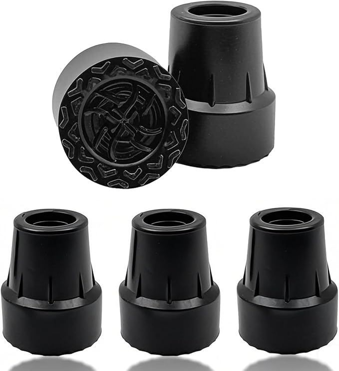 Supregear Cane Tips 19 Mm - 4 Pack Heavy Duty Rubber Replacement Caps, Non-Slip Steel-Reinforced Tips For Canes And Crutches, Black - View #4