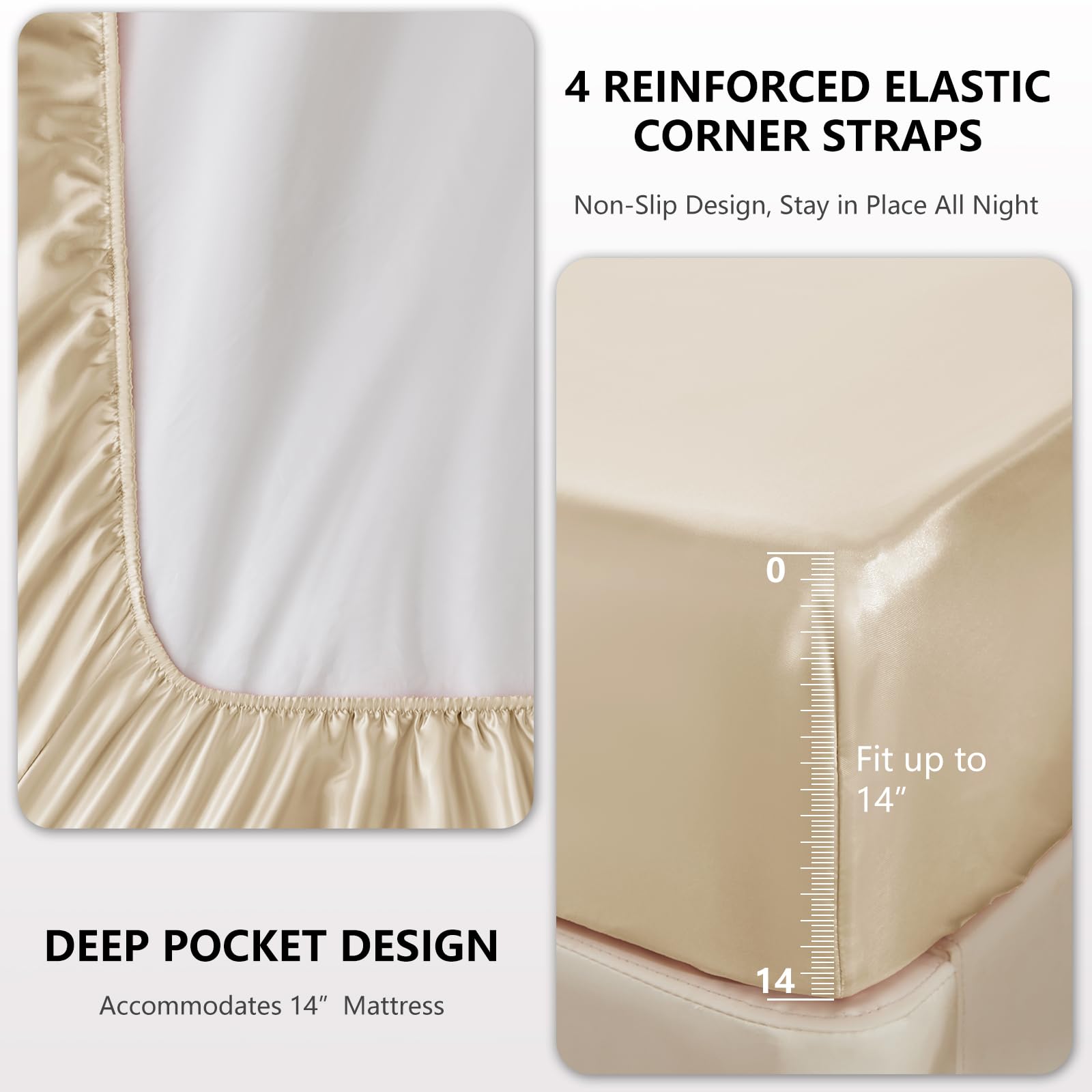 CozyLux Satin Sheets Queen Size Bed Set - 4 Piece Silky Queen Sheet Set, Luxury Sheets with Smooth and Soft Microfiber, Includes 1 Fitted Sheet, 1 Flat Sheet and 2 Pillowcases