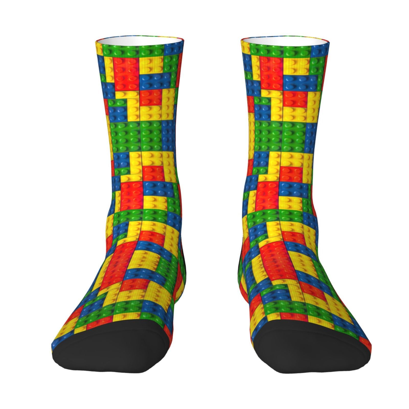 JEJEA Colorful Brick print Socks For Men and Women Men's Moisture Control Crew Socks Gifts For Golf, Hunting, Camping