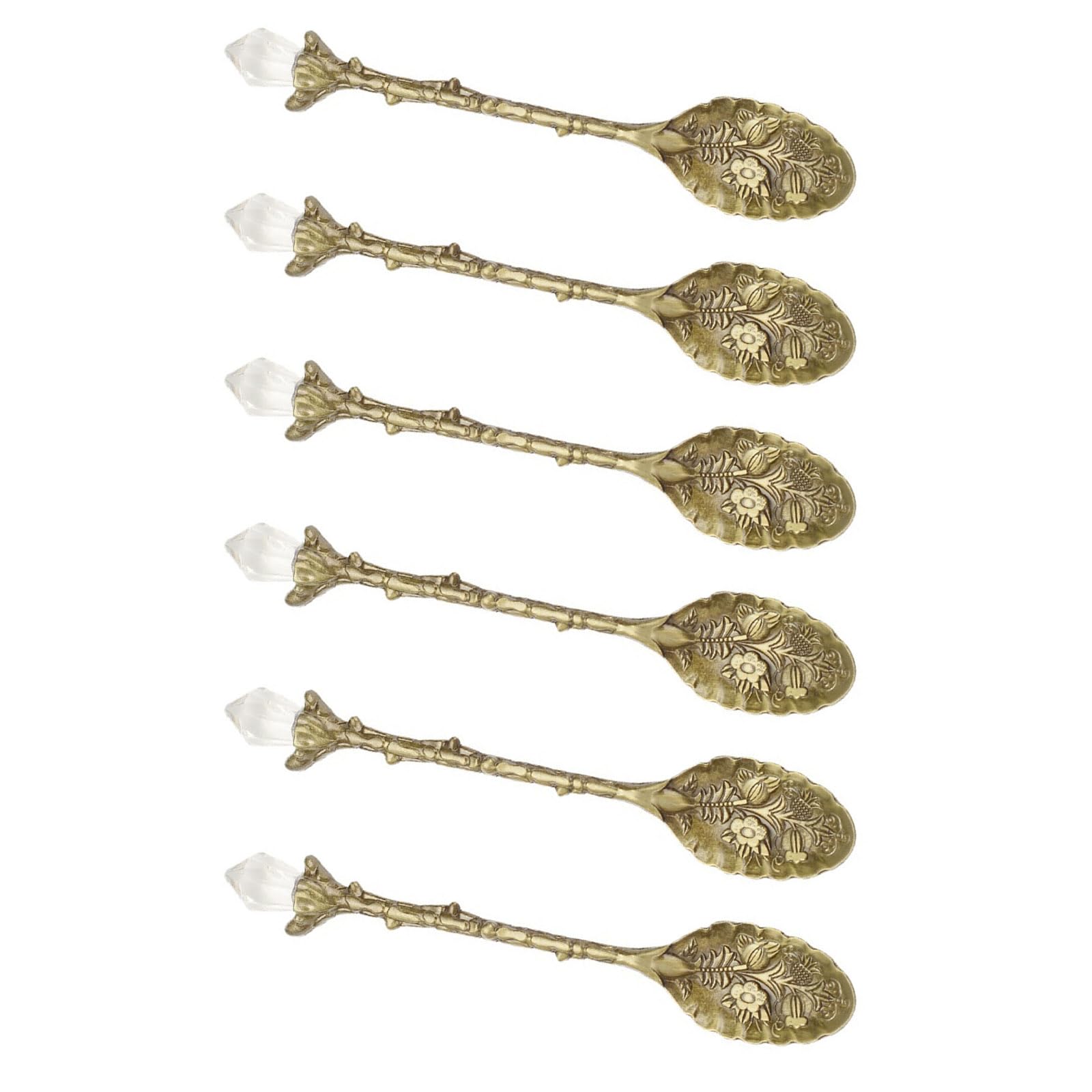 Buxuaaaa Of 6 Elaborate Needle Molded Metal Spoons Dishwasher Vaping Device Baking Drink Garnishing Old Incised Metal Mixture Spoon
