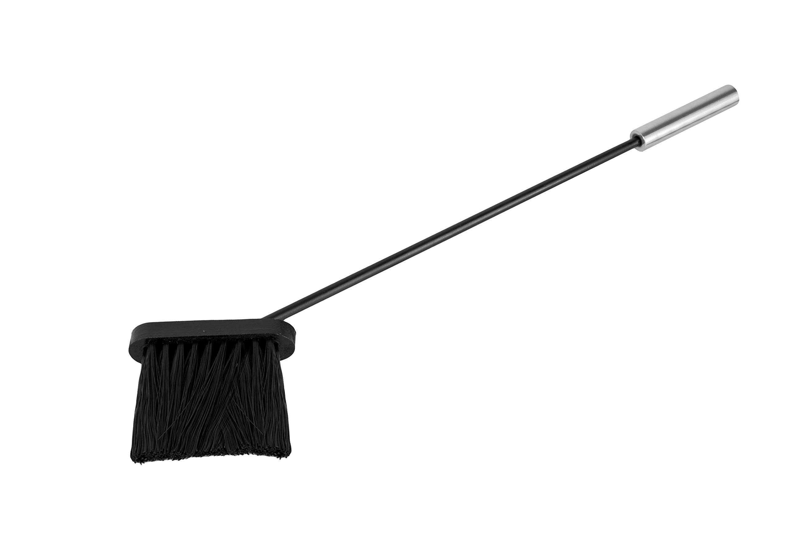 ADGO - Set di attrezzi per camino, 5 pezzi, stile moderno, poker, pennello, paletta, pinza, supporto in acciaio INOX, colore: Nero