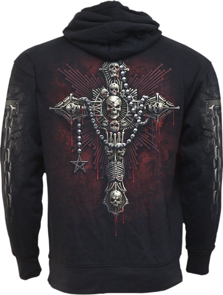 Spiral Death Bones Uomo Felpa con Cappuccio Nero 100% Cotone Regular