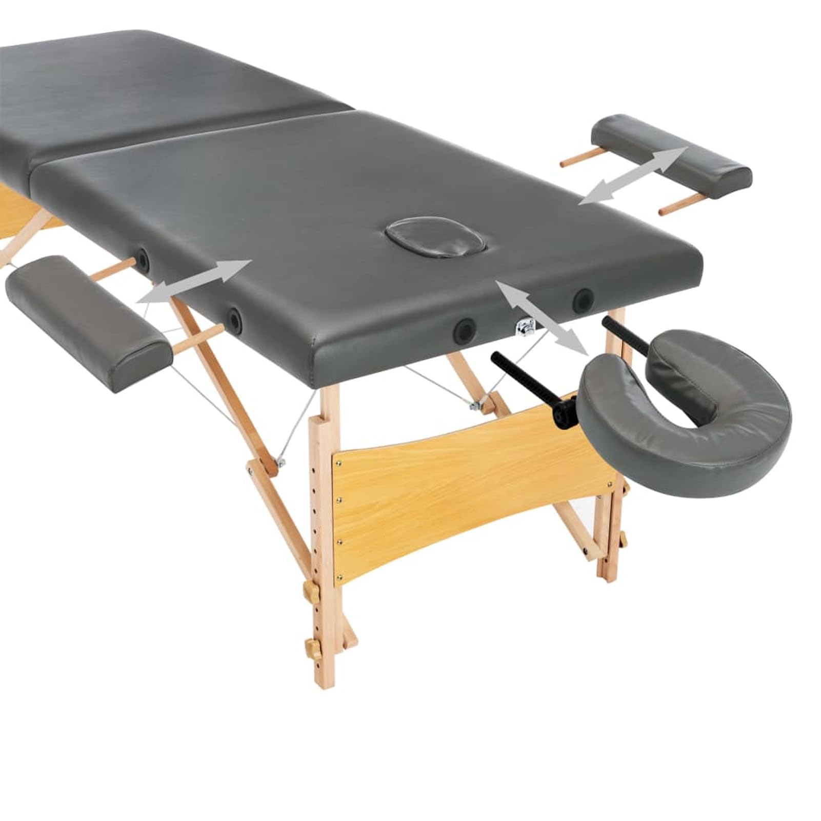 ZEYUAN Lettino da Massaggio 2 Zone Telaio in Legno Antracite 186x68cm,Salute e Bellezza,Cura della Persona,Massaggi e Relax,Lettini da massaggio-110171