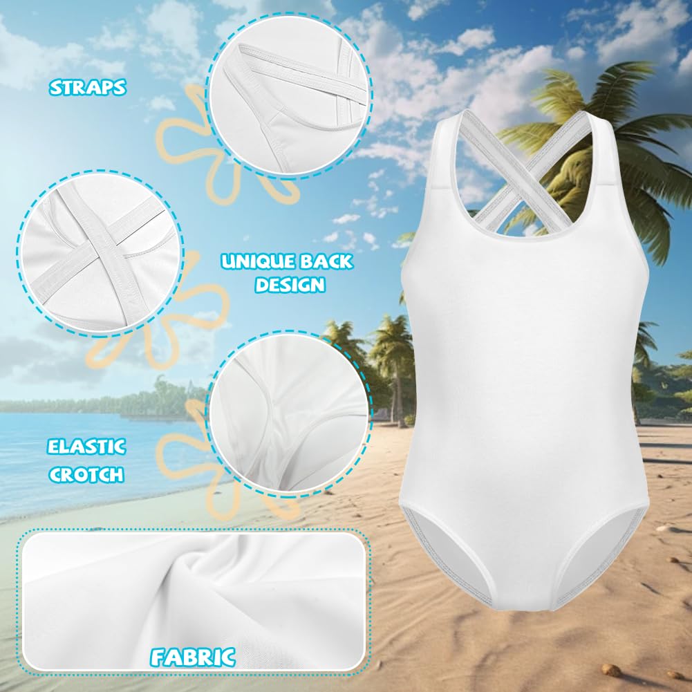Costume da bagno intero per ragazze, con cross training, costume da bagno sportivo da spiaggia, età 5-14 anni