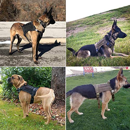 zuoxiangru Tactical Service Dog K9 Working Dog Vest Outdoor Training Hunting Water-Resistant Military Patrol Dog Harness with Handle (XL, Black) - Thumbnail 7