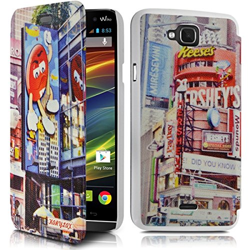 KARYLAX Seluxion - Coque Housse Etui à Motif KJ26 Rabat latéral et Porte-Carte pour Wiko Slide + Film de Protection