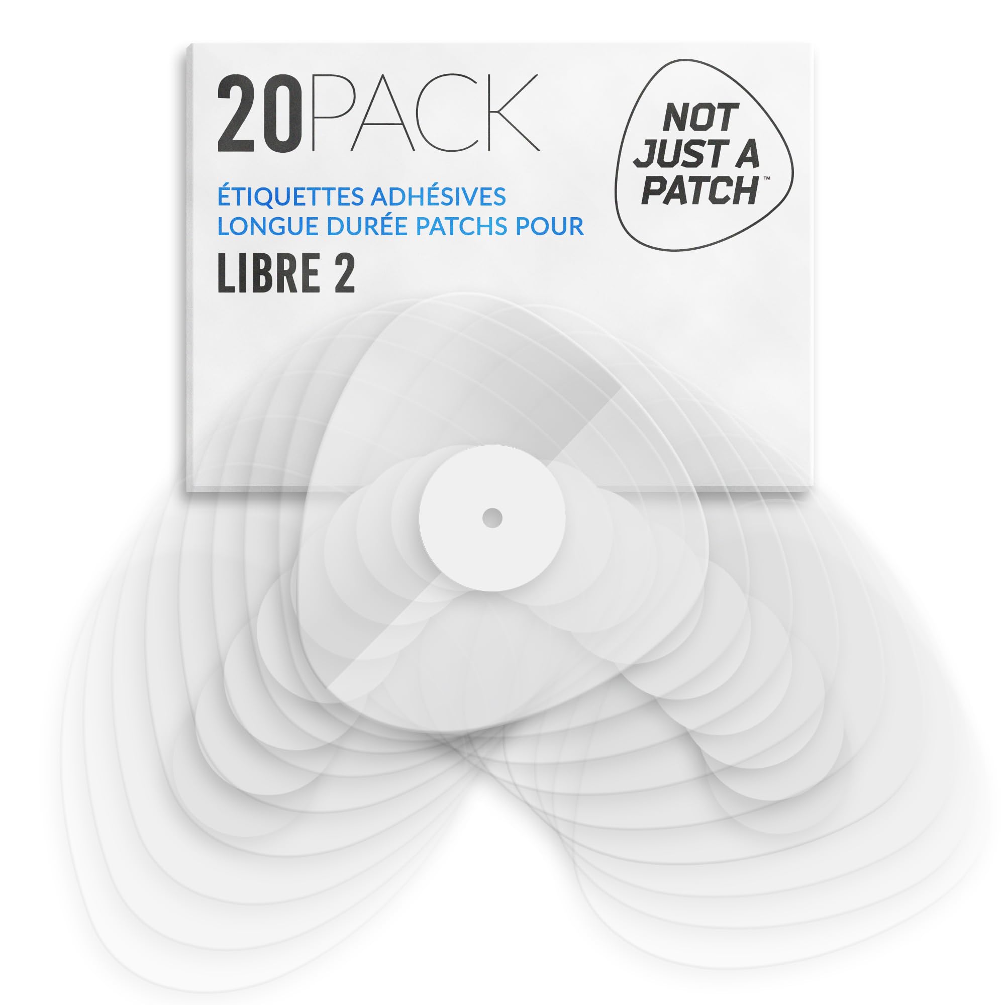 Not Just A Patch Freestyle Libre 2 Protections de capteur (20unité) Patchs Lingo CGM pour Freestyle Libre 2 - Résistants à l'eau et durables pendant 10 à 14 jours - Prédécoupés (Claire)