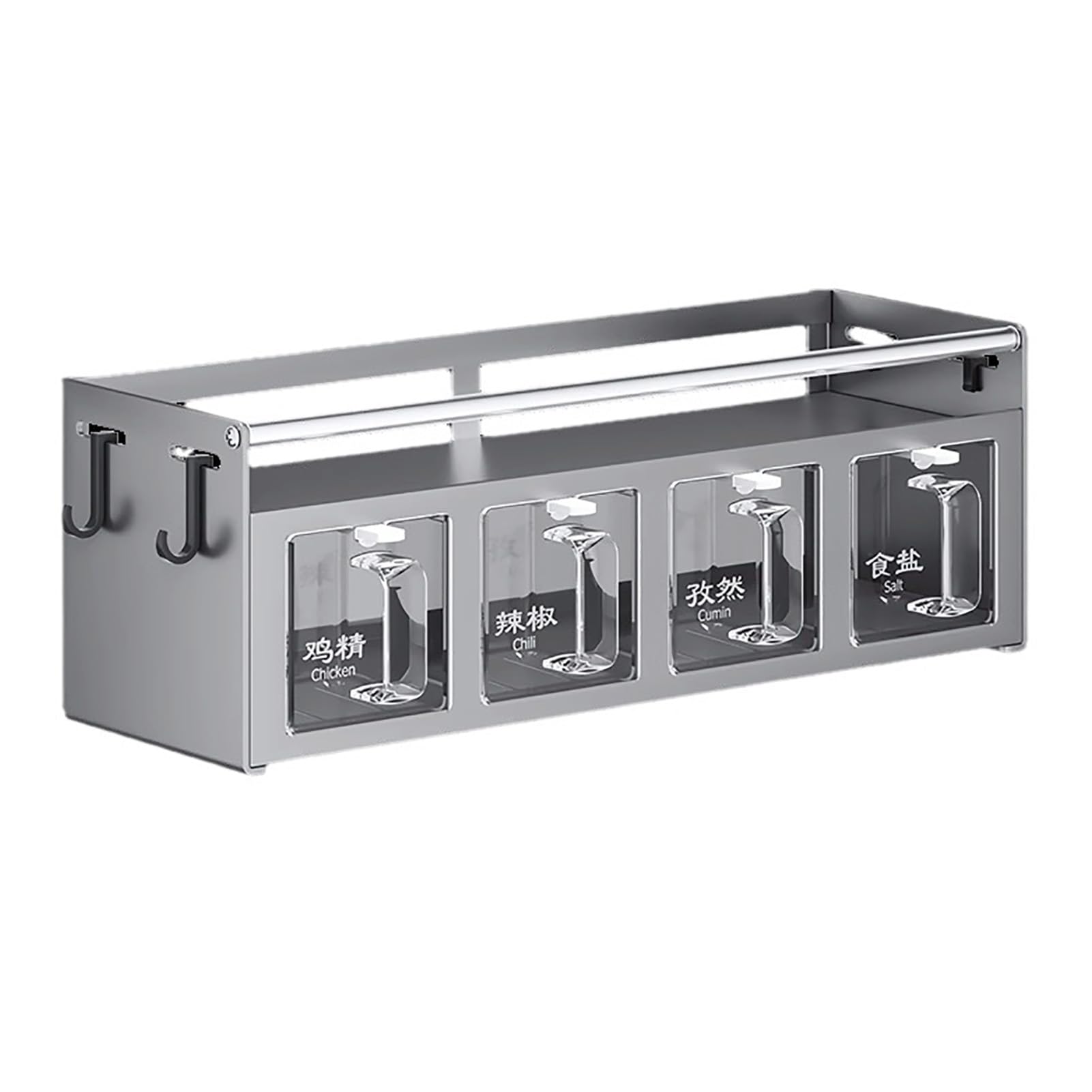 NNXHWY 4 Compartment Seasoning Rack Multi Functional Wall Mounted Condiment Storage Rack for Home