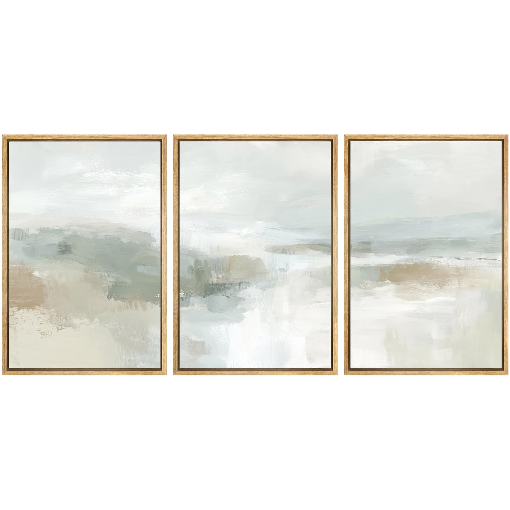 SIGNWIN Framed Canvas Print Wall Art Set Blue White Grunge Geometric Pattern Abstract Shapes Cozy Neutral Decorative Contemporary Minimal for Living Room, Bedroom, Office - 24"x36"x3 Natural — view 18