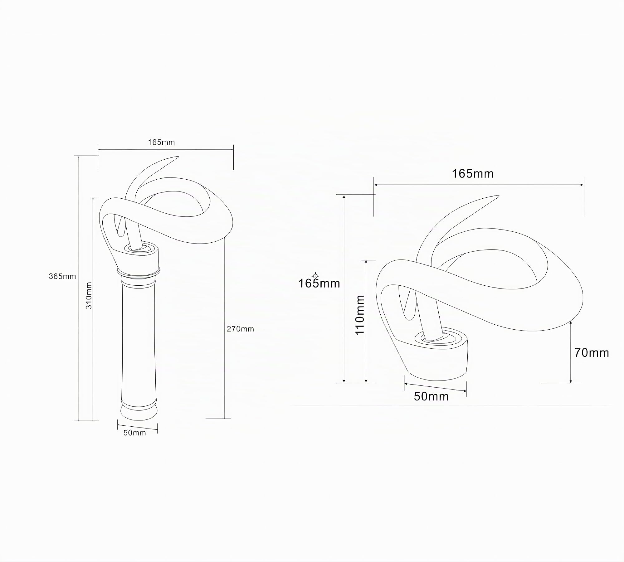 Robinet de Lavabo Cascade pour Salle de Bain - Design Élégant, Eau Froide et Chaude - Chromé, Haut