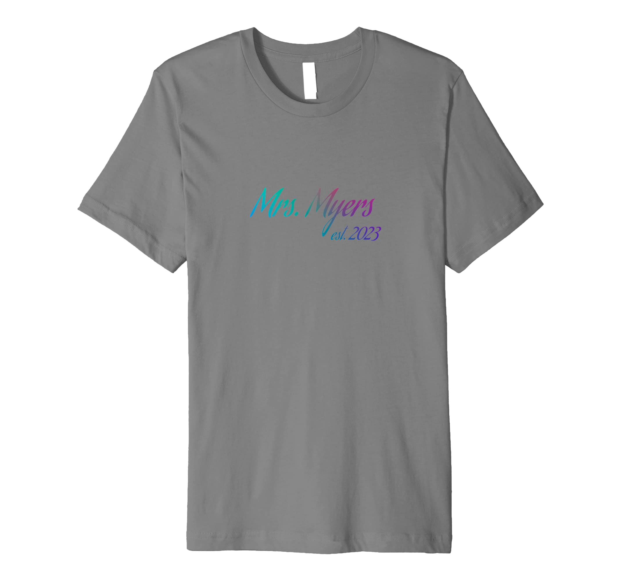 Mrs last name 1000 pc collection 2023 apparelMrs. MYERS 2023 new bride bridal shower wedding Premium T-Shirt