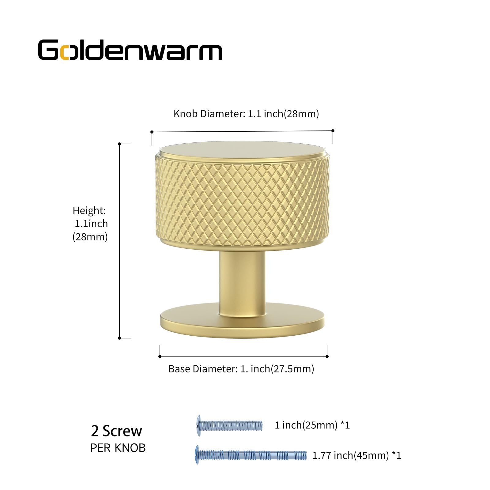 Goldenwarm 5 Pack Gold Drawer Knobs, Knurled Round Gold Knobs, Aluminum Alloy Single Hole Kitchen Handles - Image 3