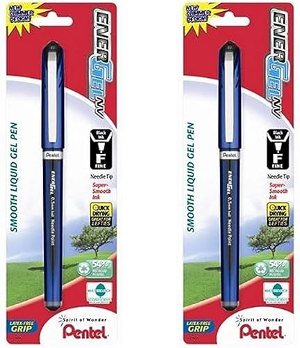 Miniatura 1 de Pentel EnerGel NV - Bolígrafo de tinta de gel, (0.020 in), punta de aguja, tinta negra, paquete de 2 (BLN25BPA)