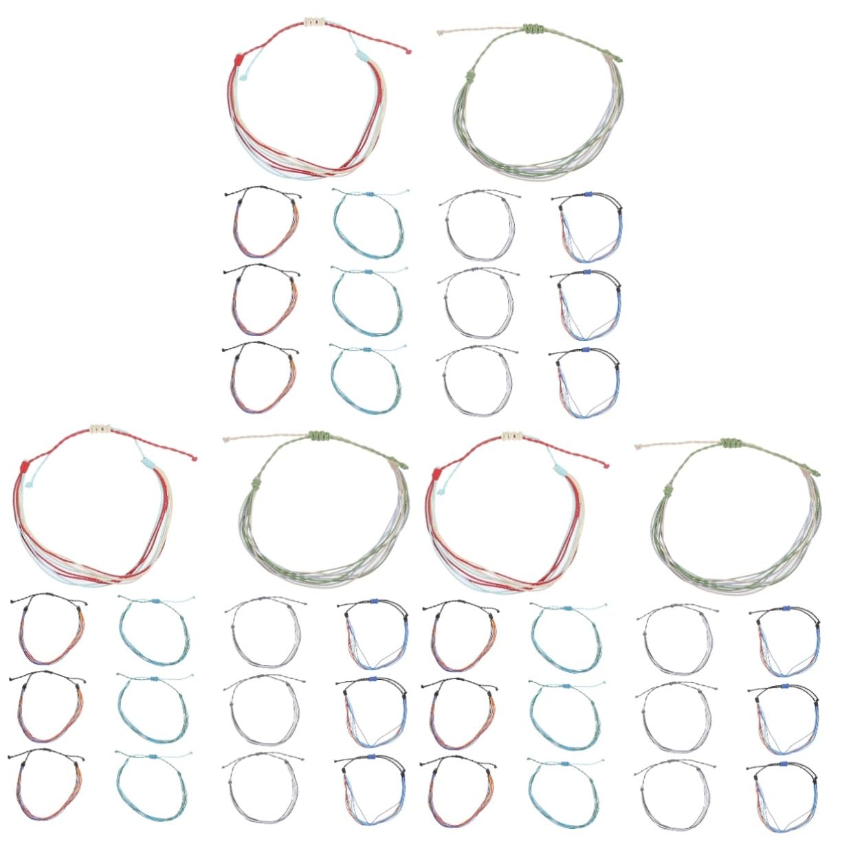 48piezas Tobilleras Ajustables De Pulseras Trenzadas Para Mujeres y Accesorios De Verano Impermeables Para Playa y Fiesta