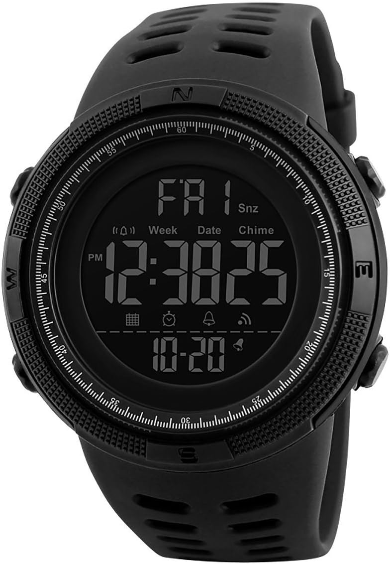 Mens Large Display Digital Watch Resin Strap Stopwatch Alarm DG1251
