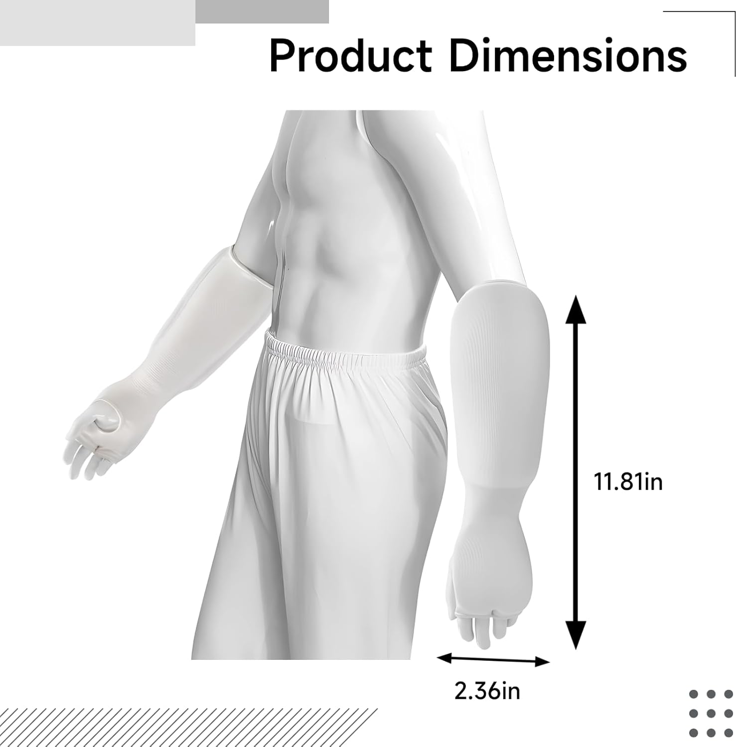 2 Pcs Arm and Hand Protector XL, White Martial Arts Cotton Boxing Gauntlets, Forearm and Elbow Joint Covered