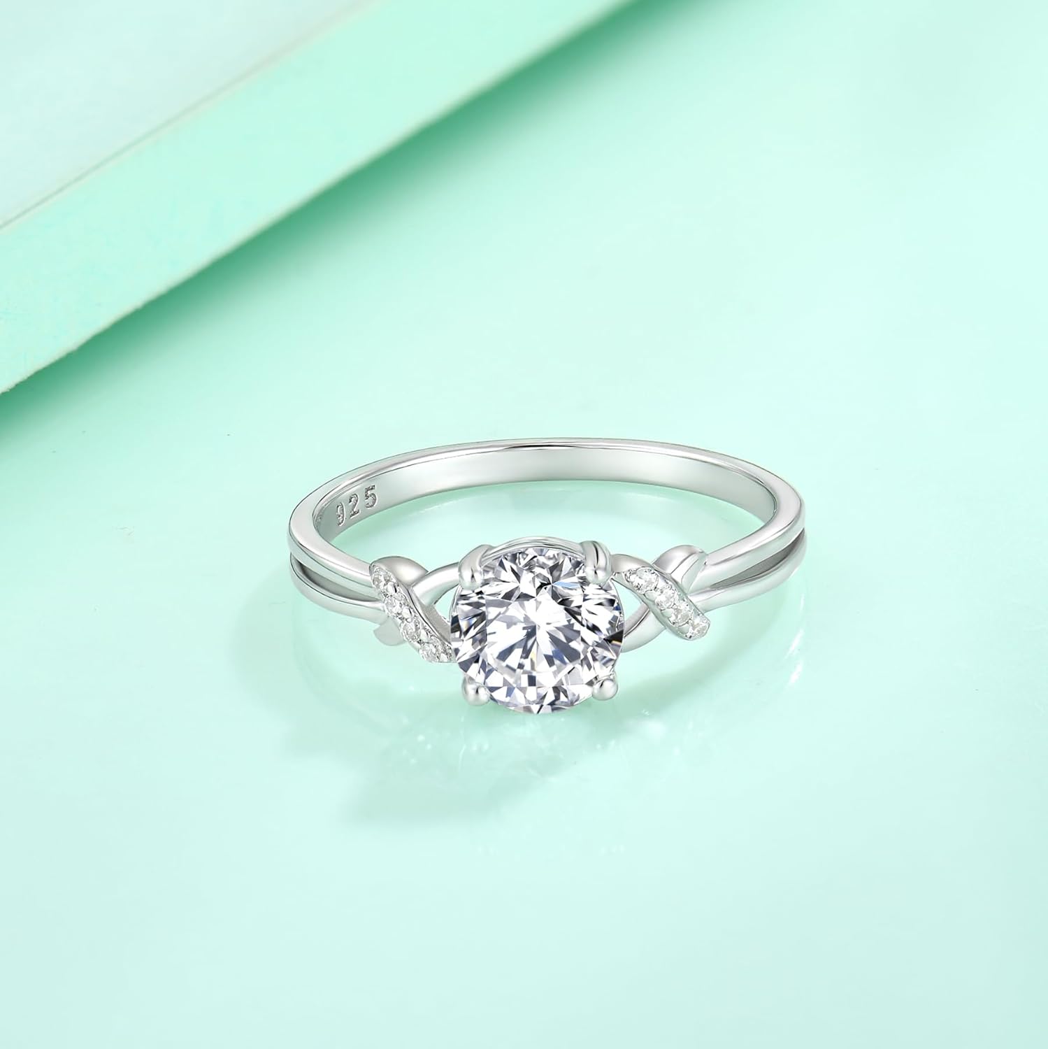 Infinity Promise Rings for Her 925 Sterling Silver 1CT Round Cut Engagement Ring Wedding Eternity Anniversary Rings for Women Size 5-10 - Image 2