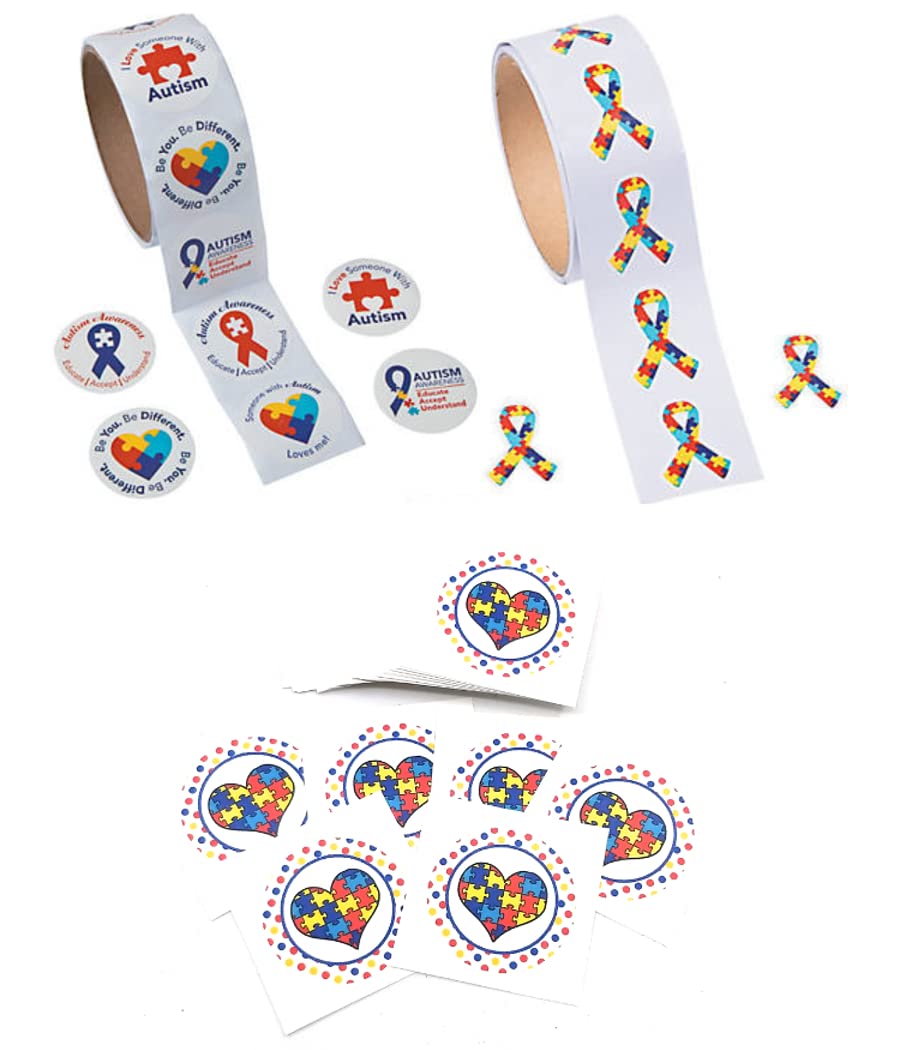 1000 Pcs Autism Awareness Puzzle Stickers - Colorful Ribbon Decals For Support Events, Fundraisers & DIY
