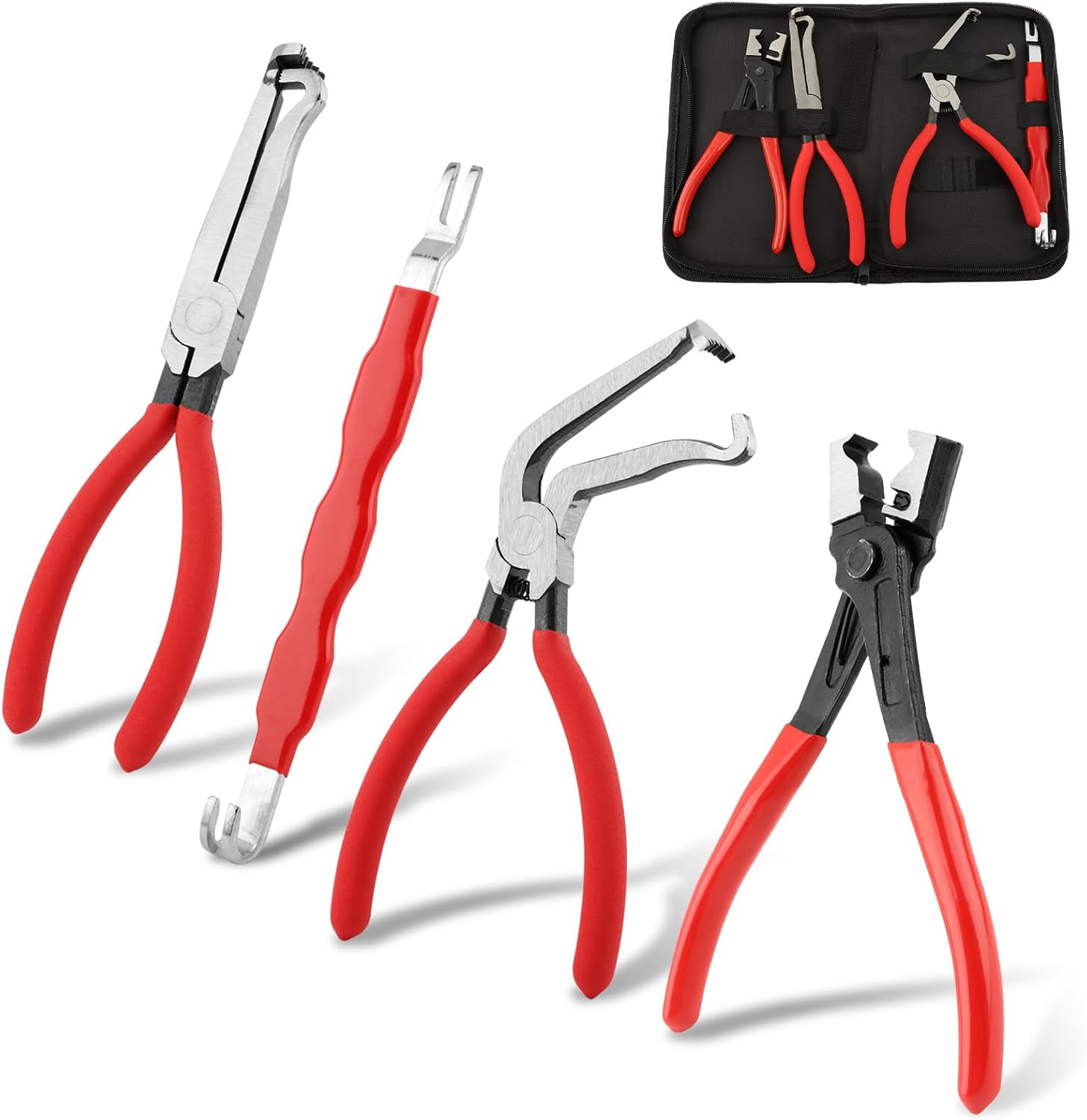 5 Pcs Electrical Disconnect Pliers with Storage Bag, Upgrade Automotive Connector Pliers, Hose Clamp, Electrical Plug Connector Disconnect Tool for Cars, Trucks, SUVs