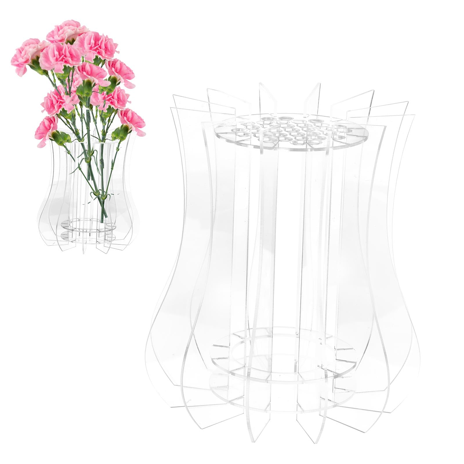 Jarrón de Flores con Forma de Rompecabezas, Acrílico Transparente Juego Ramos Expositor Creativo para Flores Rosas Girasoles Narcisos Lotos Tulipanes (Estilo A)