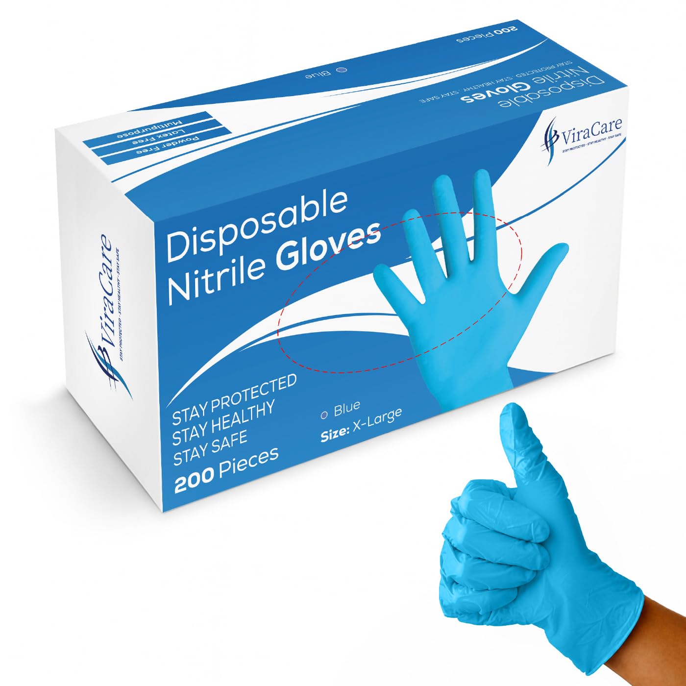 ViraCare 600 x Disposable Gloves | Nitrile Gloves XL | Latex Free Gloves | Blue Gloves | Strong And Non-Sterile | (600, X Large)
