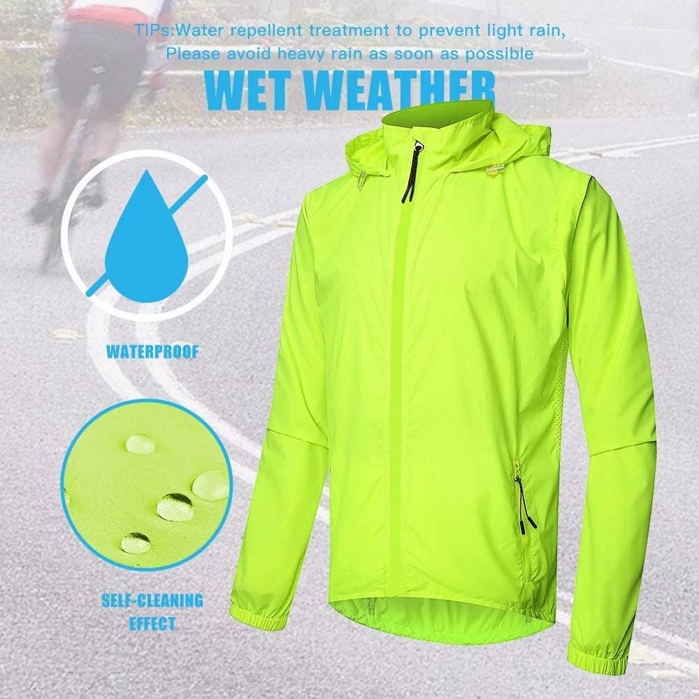 Heren Dames Fietsjack Ultralicht waterdicht Winddicht Wielrenshirts Lichtgewicht Ademend Fietsen Windjack Afneembaar Lange mouw Vest voor MTB Hardlopen Joggen Hoge zichtbaarheid,Pink-XL