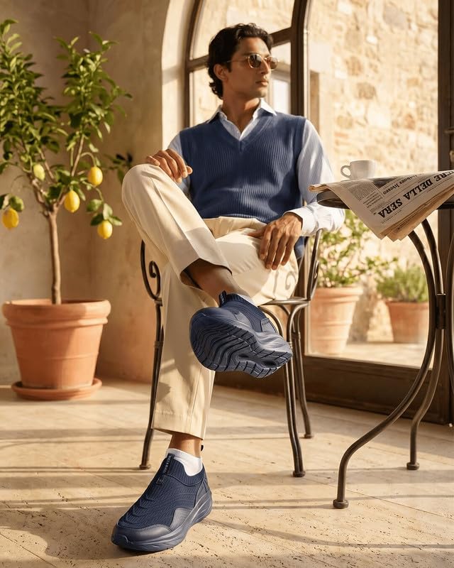 Image of Bacca Bucci EaseOn Walking Shoes for Men | Slip-On Sneakers with Stretch Knit Upper | Ortholite Comfort Insole | Lightweight EVA Sole | Daily Walking, Travel & Casual Wear