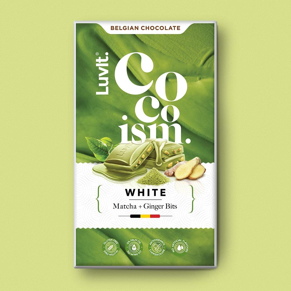 LuvIt. Cocoism Belgian White Chocolates|Green Matcha With Ginger Bits|Fusion, Intense, Rich|Antioxidants|Gluten Free|Pack Of 1-90 Gm (B09YMKBR1V) Amazon Price History, Amazon Price Tracker