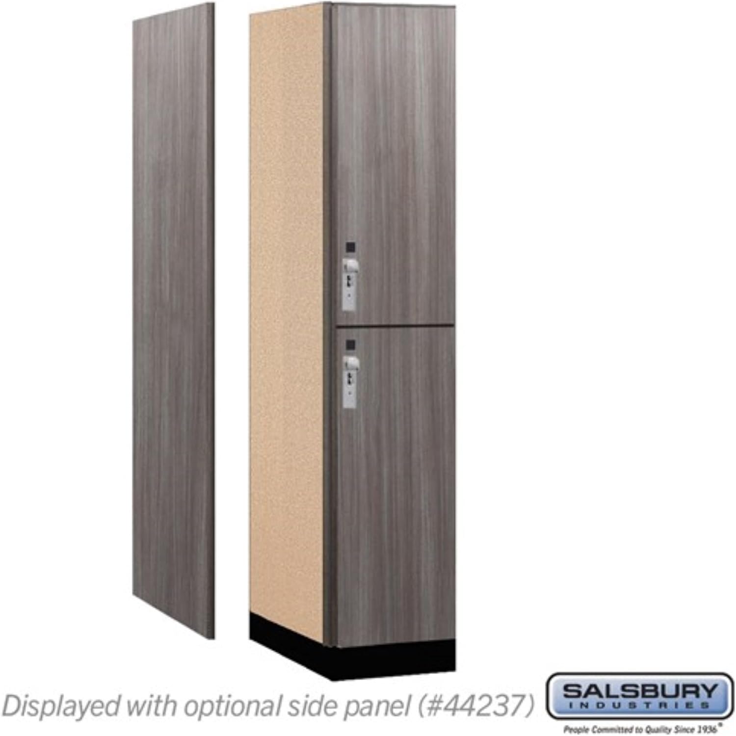 Salsbury 15" Wide Premier Wood Locker-Double Tier-1 Wide-6 Feet High-24 Deep-Skyline Walnut-Silver Hasps