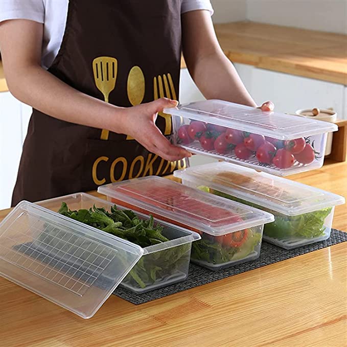 MEELANA Fridge organizer Storage Containers Boxes Plastic with Removable Drain Plate and Lid Stackable Freezer Storage Containers for Fish, Meat, Vegetables, Fruits(1500ML) (1) (B0B7FDF6VP) Amazon Price History, Amazon Price Tracker