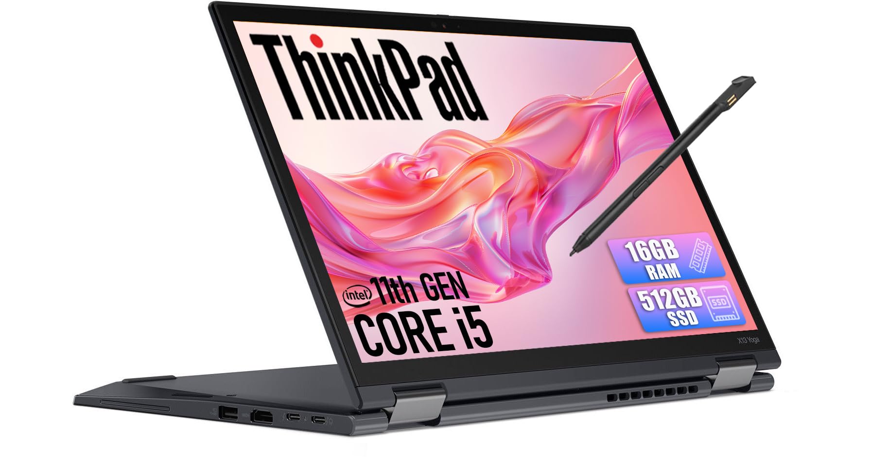 Lenovo ThinkPad X13 Yoga Gen 2 2-in-1 Laptop Computer, 13.3" FHD Touchscreen Laptop, Quad-Core i5-1145G7, 16GB DDR4, 512GB SSD, Backlit Keyboard, HDMI, Windows 11 Pro (Renewed)