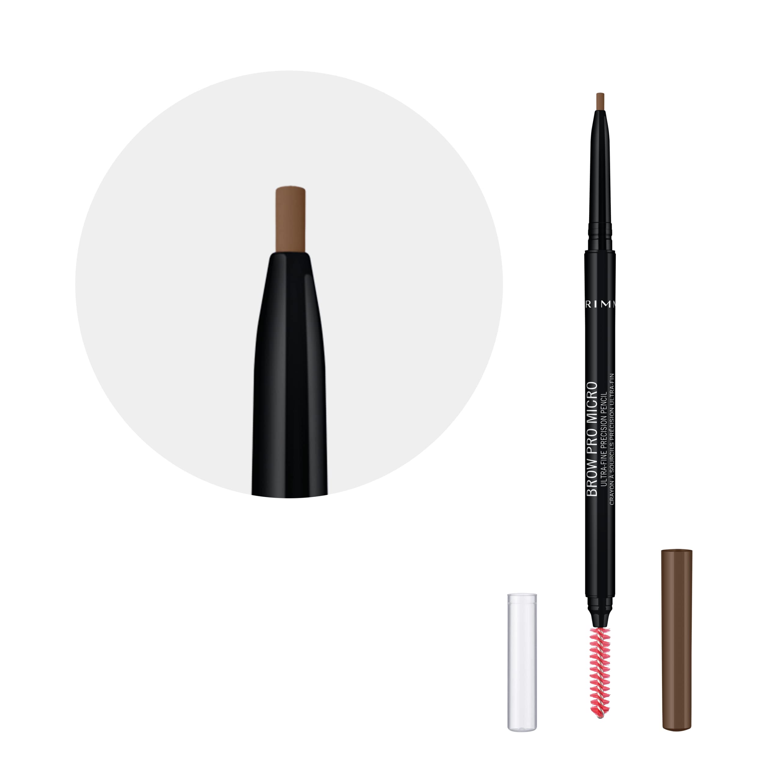 Rimmel Brow Pro Micro automatyczna kredka do brwi, cienka kredka do brwi ze szczoteczką, kremowa formuła, nr 2 – Soft Brown
