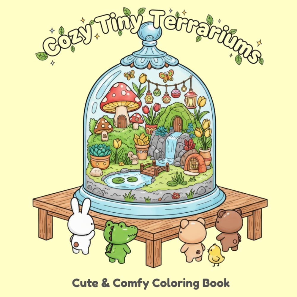 Cozy Tiny Terrariums: A Cute Kawaii Coloring Book with Adorable Mini Garden Worlds, Tiny Plants, Mushrooms, and Cozy Terrarium Scenes (The Kawaii Cozy Collection)