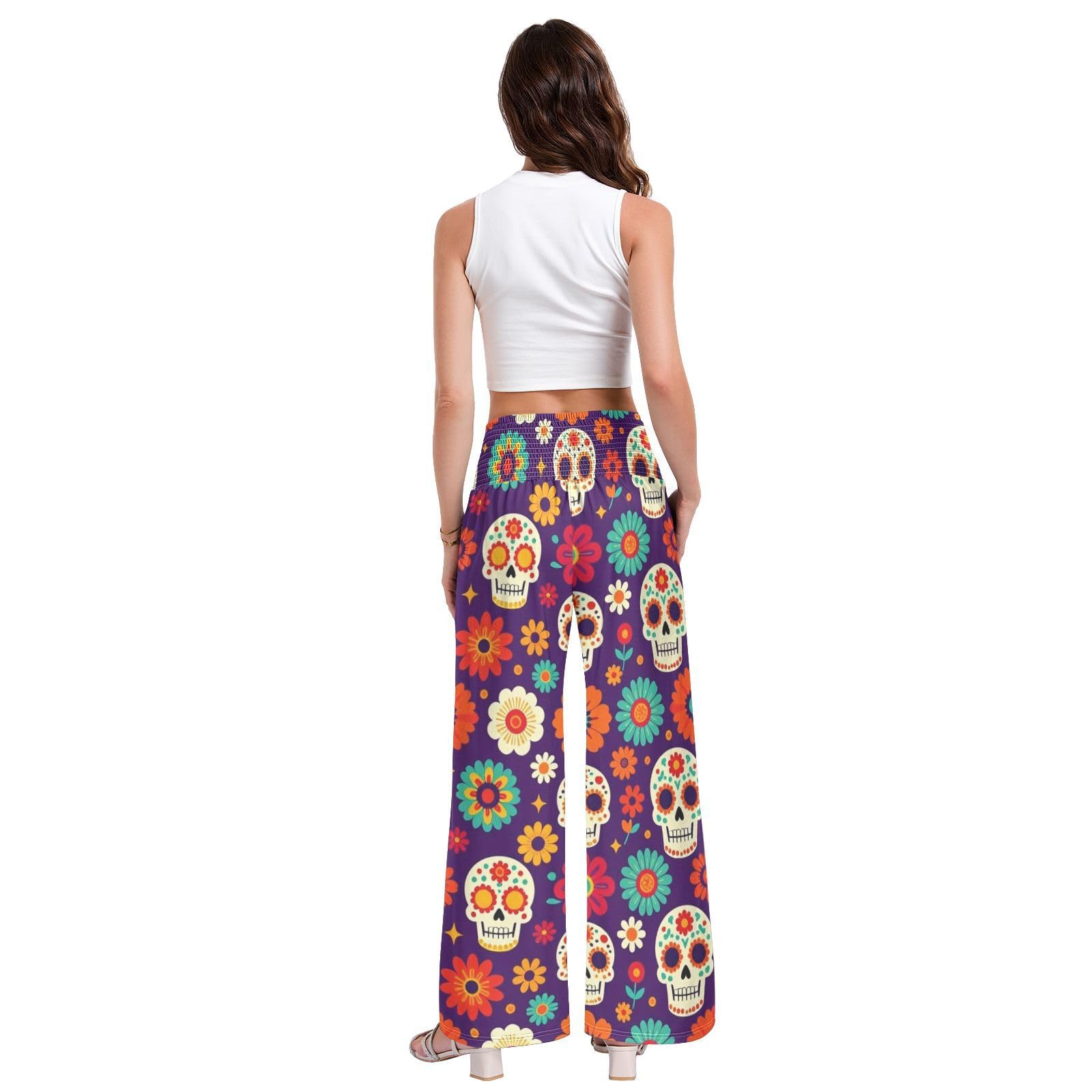 FRODOTGV Dia De Los Muertos - Pantalones largos casuales para mujer, ligeros, para yoga y verano