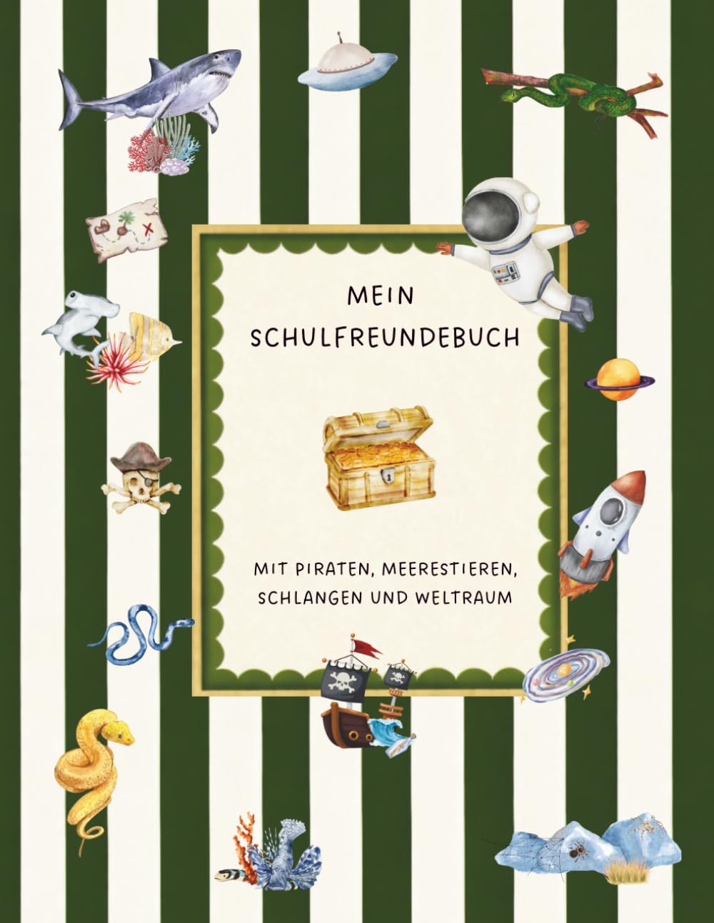 Mein Freundebuch: Mit Piraten, Edelsteinen, Skeletten und Schlagen - Grundschule: Geschenk für Kindergeburtstag - Geschenkidee (Freundebücher, für den Kindergarten und die Schule)
