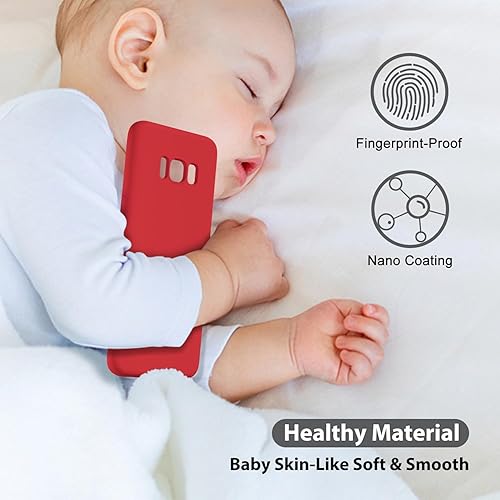 Miniatura 6 de oakxco Funda de silicona líquida diseñada para Samsung Galaxy S8, con agarre de parachoques, bonita funda delgada y delgada de goma TPU suave para