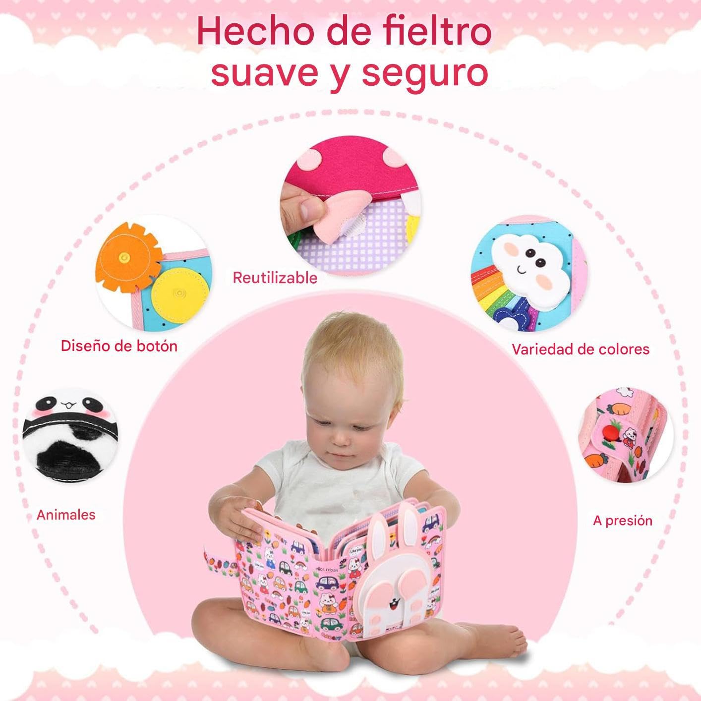 Genérico Ocupado para Viajes | Libro De Fieltro con Actividades De Desarrollo,Libro Interactivo para Juegos - para Bebés Niños Y Niñas En Interior Sala De Estar Dormitorio Viaje Hogar