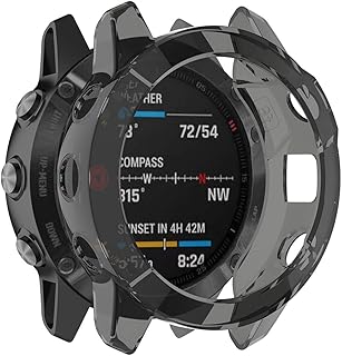 MOTONG for Garmin Fenix 6 Transparent TPU Protective Case - TPU Protective Case Cover Shell for Garmin Fenix 6(TPU Black)