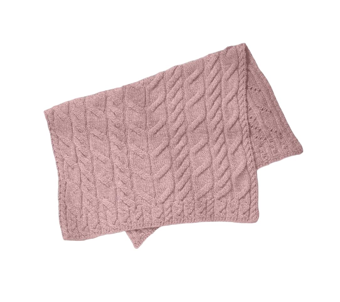 Aran Woollen Mills Irish 100% Super Soft Merino Wool Cable Baby Blanket (Blush Pink)