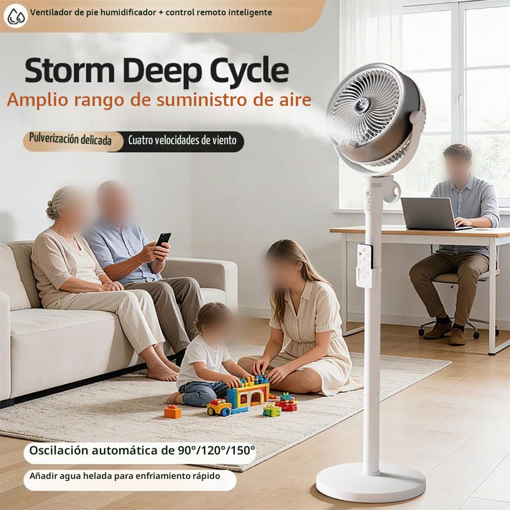 Ventilador de nebulización portátil para exteriores: oscilación de 4 velocidades con control remoto y temporizador (negro)